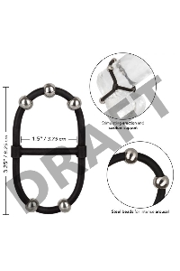 Черное эрекционное кольцо с бусинами Steel Beaded Dual Silicone Maximizer