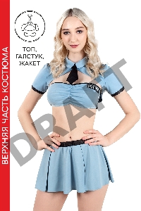 Верхняя часть костюма «Полицейская», Pecado BDSM, топ, жакет, галстук, голубой, 44